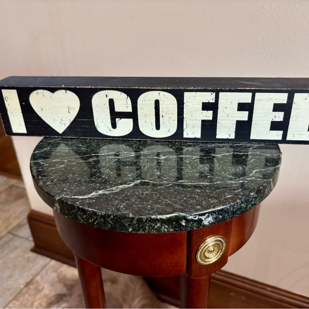 “I Love Coffee” Wooden Decorative Sign and Wooden Apple - Picture 3 of 6